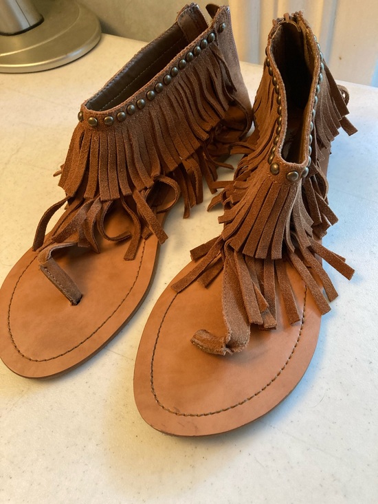 Steve Madden Shoes - Steve Madden Fringe Suede Moccasin Sandals - Brown